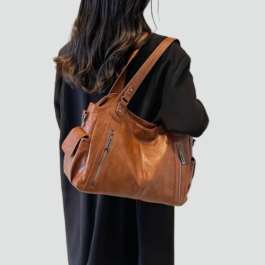 Geräumige Schultertasche in Kunstlederoptik für den Alltag