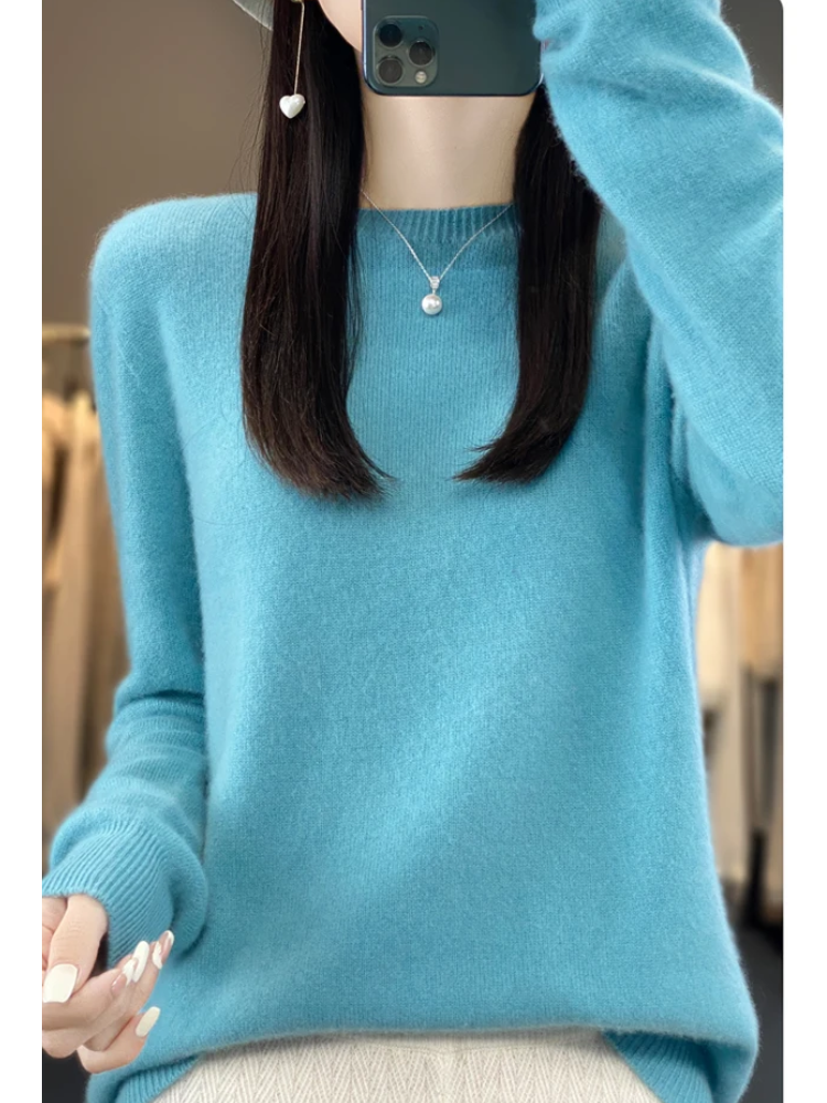 Damen Strickpullover Mit Rundhalsausschnitt