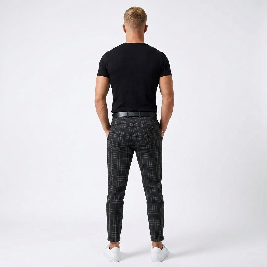 Elegante Karierte Herrenhose mit schmalem Schnitt fürs Büro