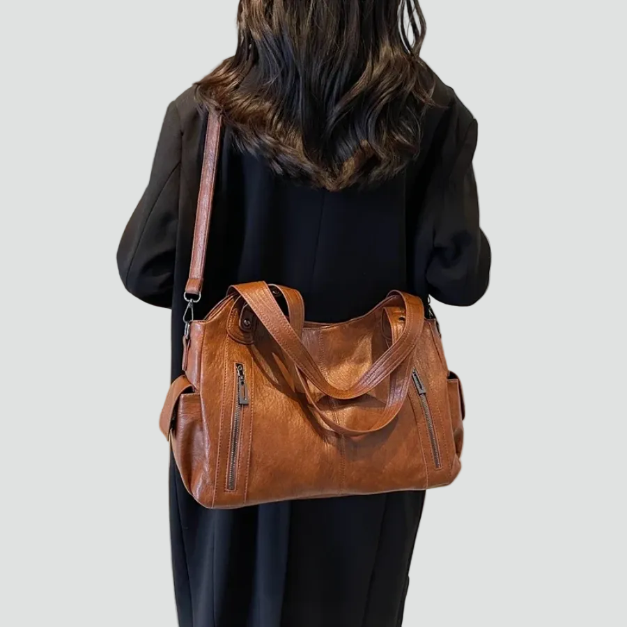 Geräumige Schultertasche in Kunstlederoptik für den Alltag