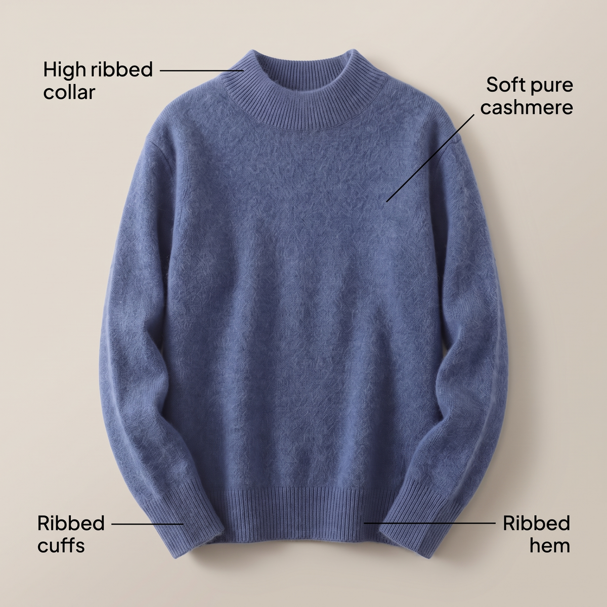 Pullover mit Stehkragen und Rippbündchen