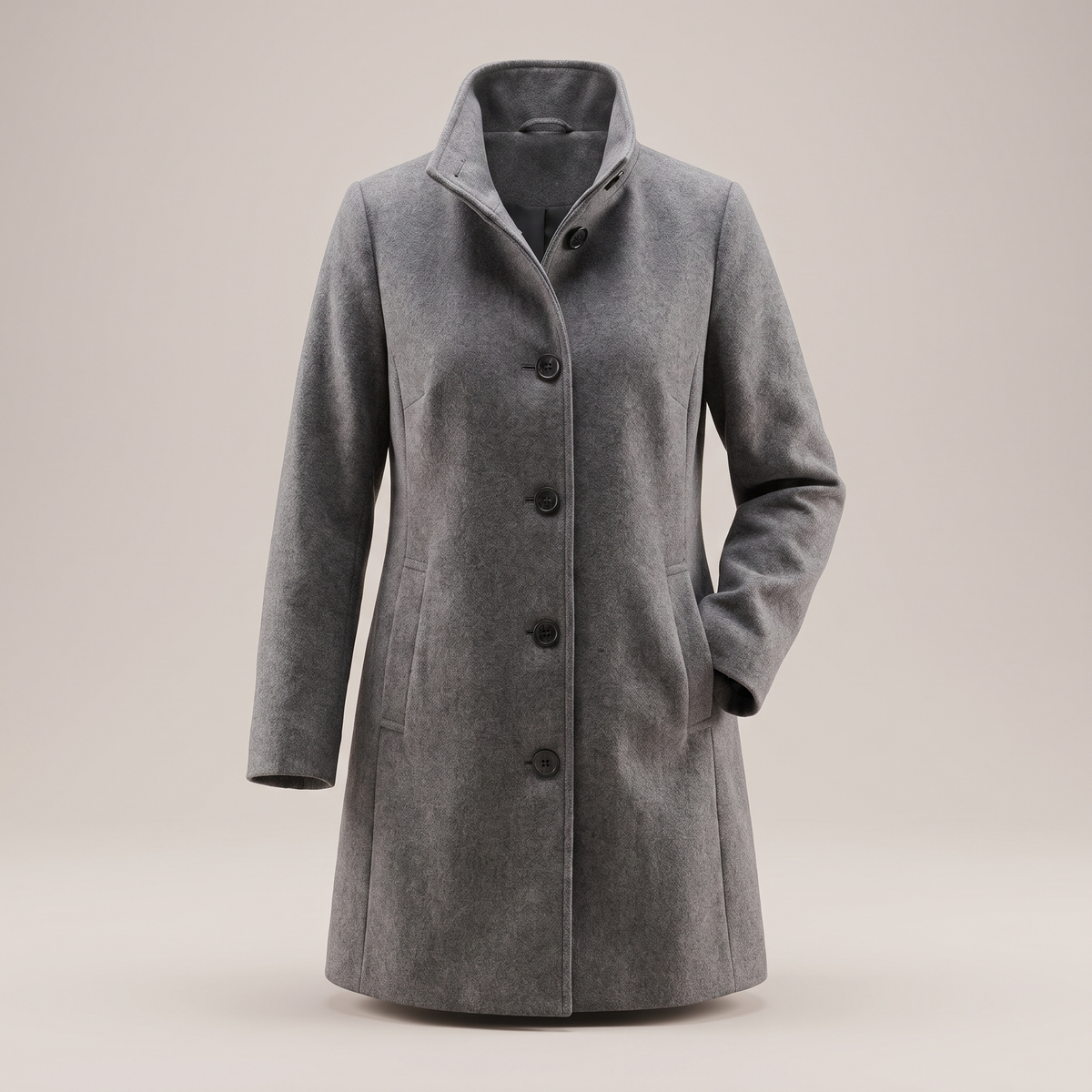 Eleganter Wollmantel mit Knopfleiste und geradem Schnitt