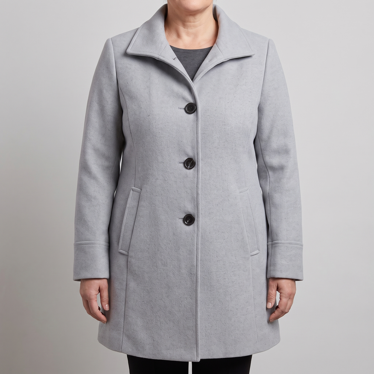 Eleganter Wollmantel mit Knopfleiste und geradem Schnitt