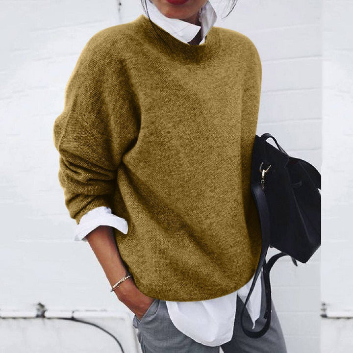 Pull-over en maille fine pour femme avec encolure ronde