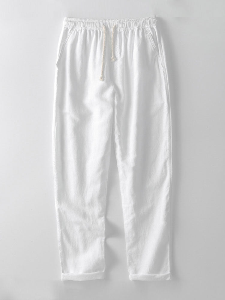 Men's Linen Short Sleeve Shirt and Trousers Set