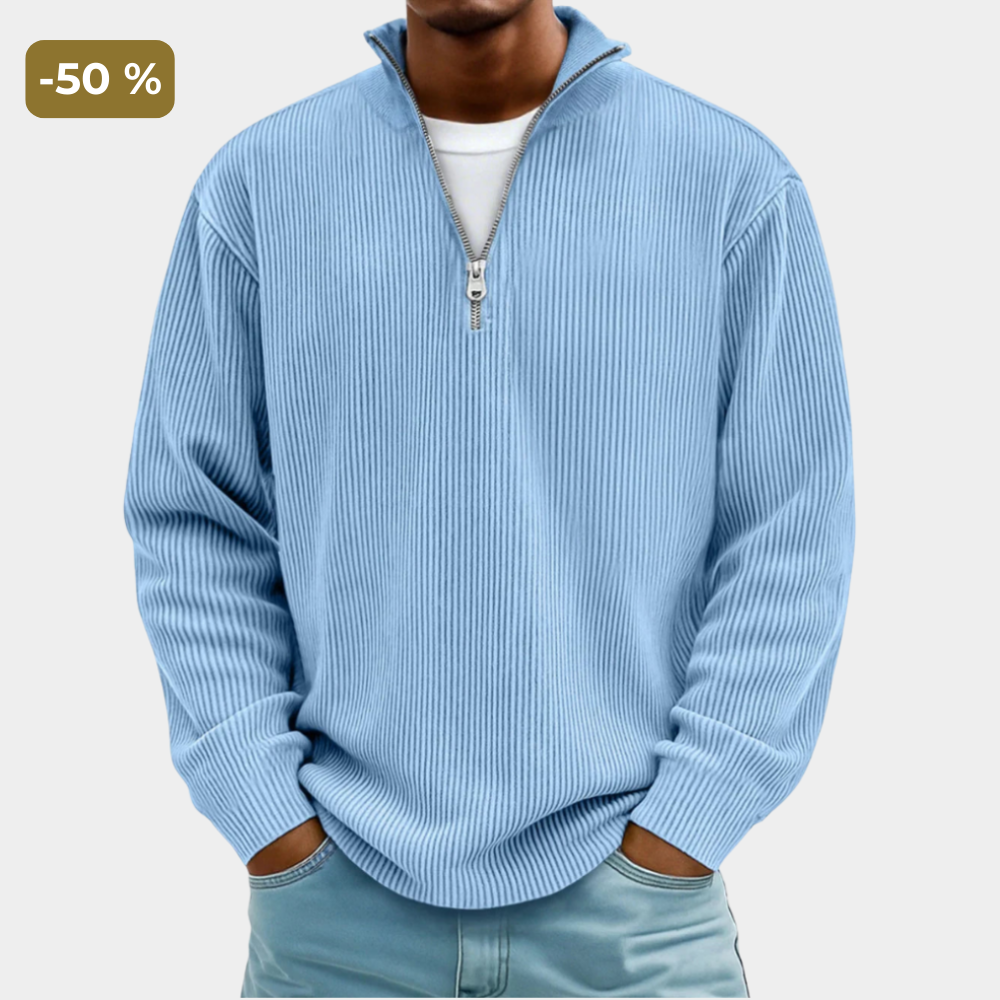 Herren Troyer Pullover Mit Reißverschluss Am Kragen