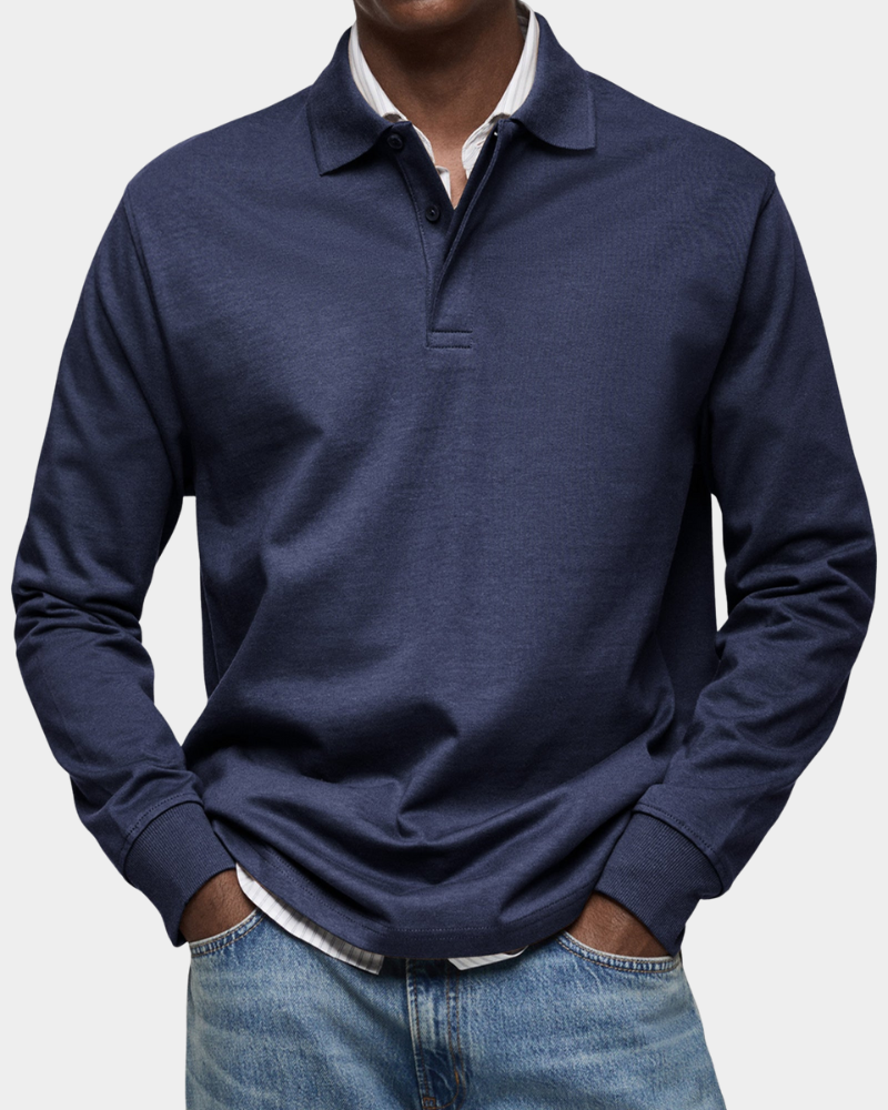Herren Langarm Poloshirt mit Klassischem Kragen