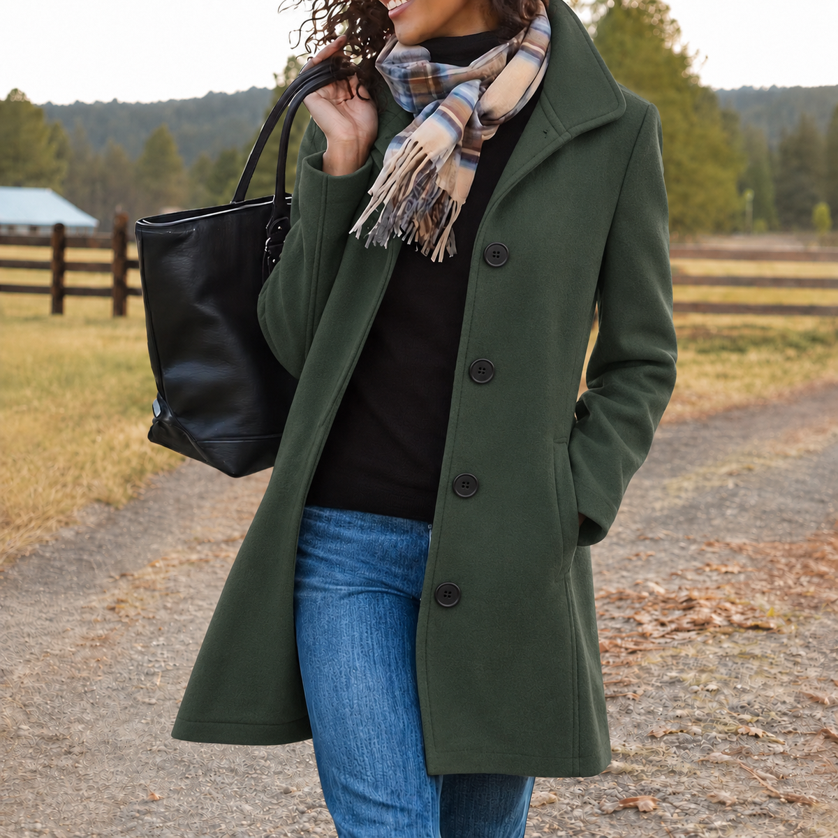 Lässiger Damen Mantel mit Knopfleiste und Lockerem Schnitt