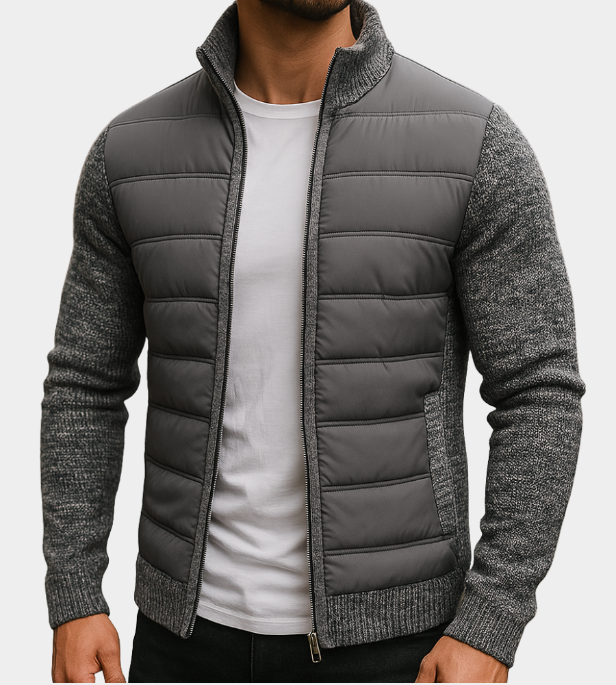 Herren Steppjacke mit Strickärmeln und Fleecefutter