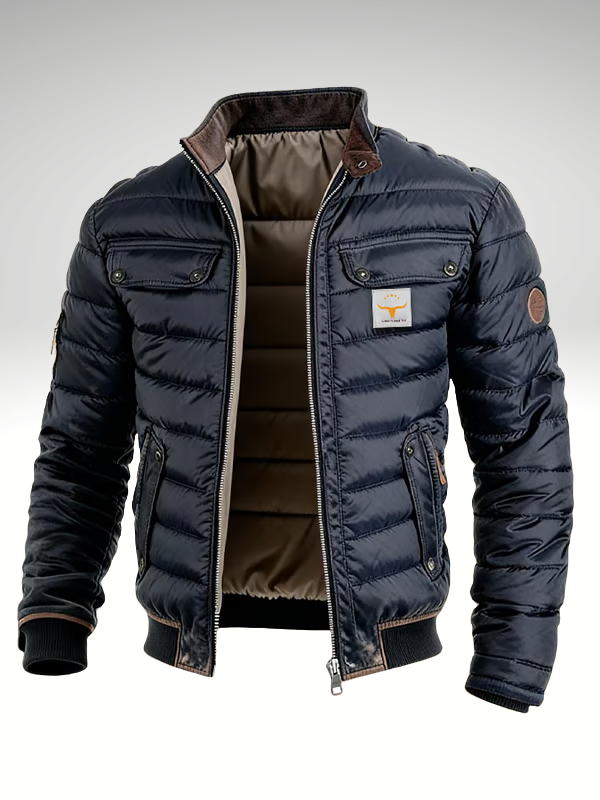 Herren Gesteppte Pufferjacke mit Stehkragen