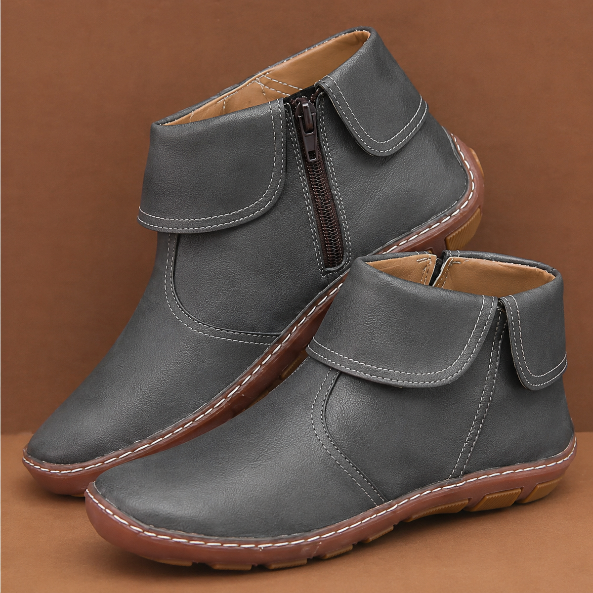 Vintage Damen Stiefeletten mit Weicher Innenpolsterung
