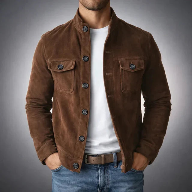 Herren Jacke In Wildlederoptik Mit Brusttaschen