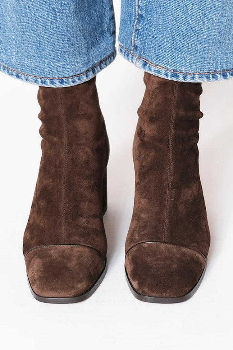 Schmale Damen Stiefeletten mit Stabilem Blockabsatz