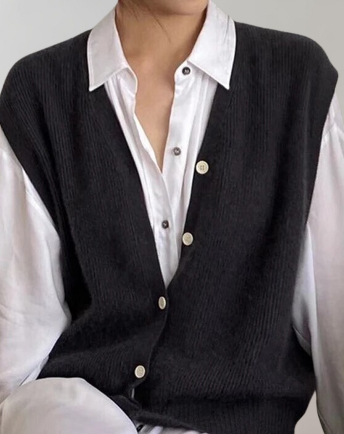 Damen Strickweste Mit Knopfleiste