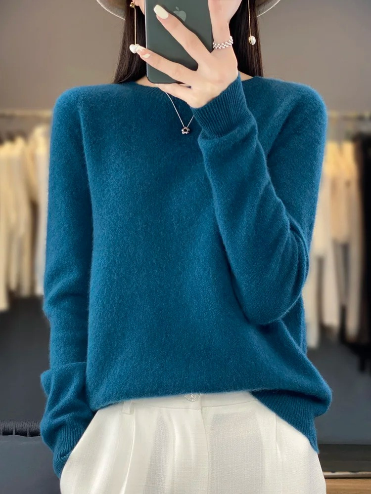 Damen Strickpullover Mit Rundhalsausschnitt