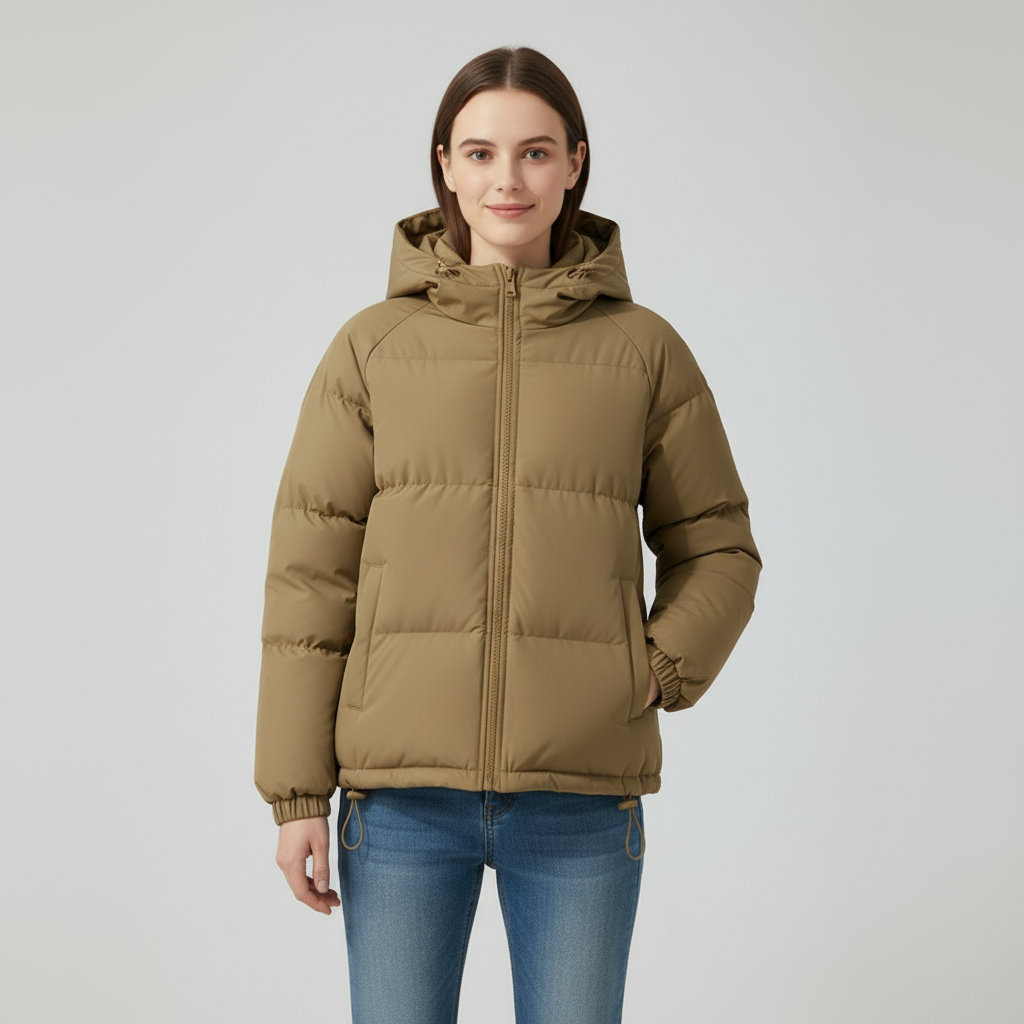 Gefütterte Damen Winterjacke Mit Kapuze