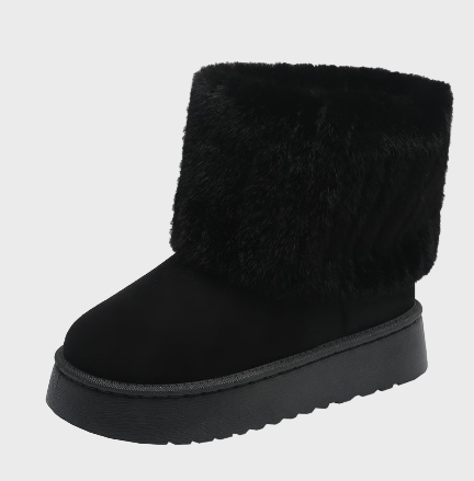 Damen Plateau Stiefel Mit Stabilem Absatz Und Polstersohle
