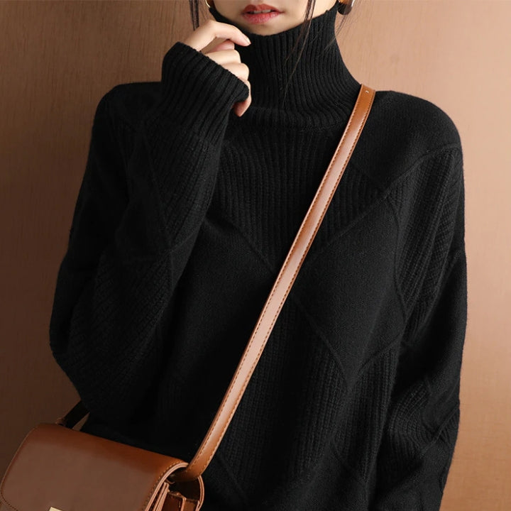 Damen Strickpullover Mit Hohem Rollkragen