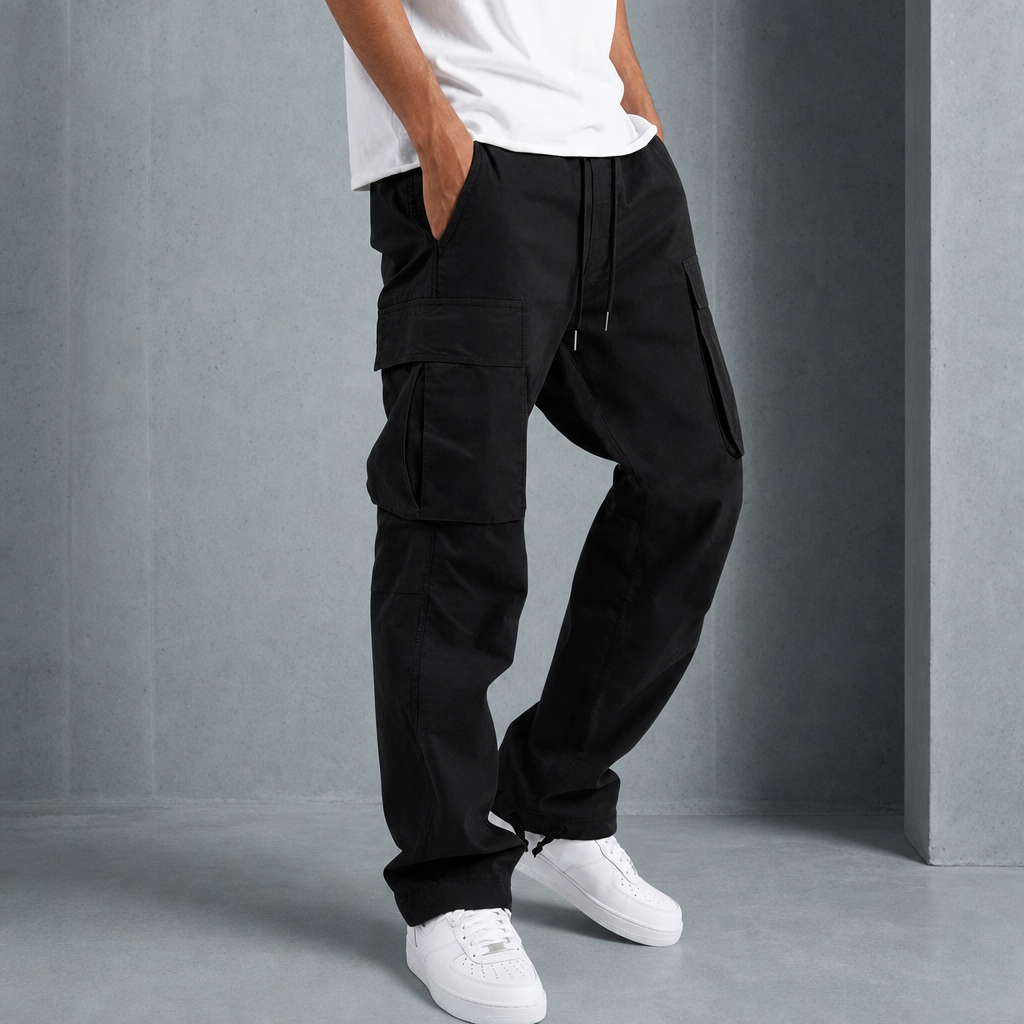Lockere Cargohose mit Zugband und vielen Taschen