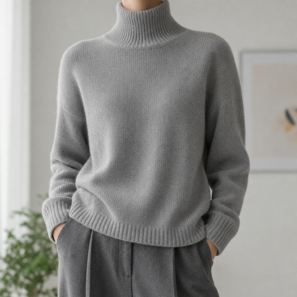 Rollkragenpullover mit Langarm in lockerer Passform
