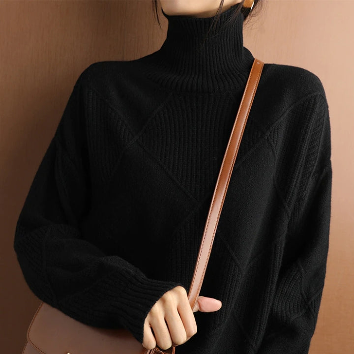 Damen Strickpullover Mit Hohem Rollkragen