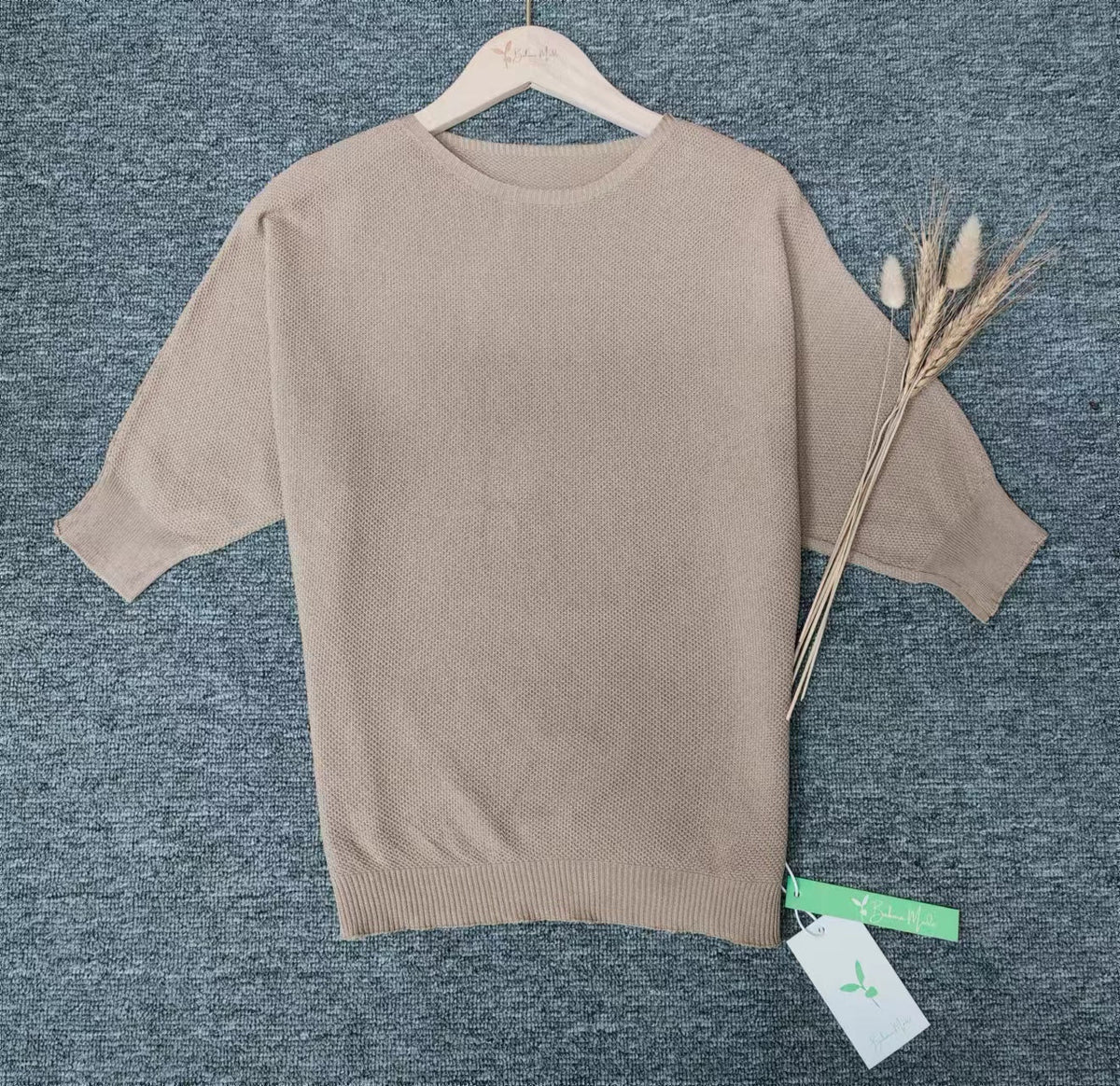 Damen Pullover Mit Rundhalsausschnitt Und Dreiviertelärmeln