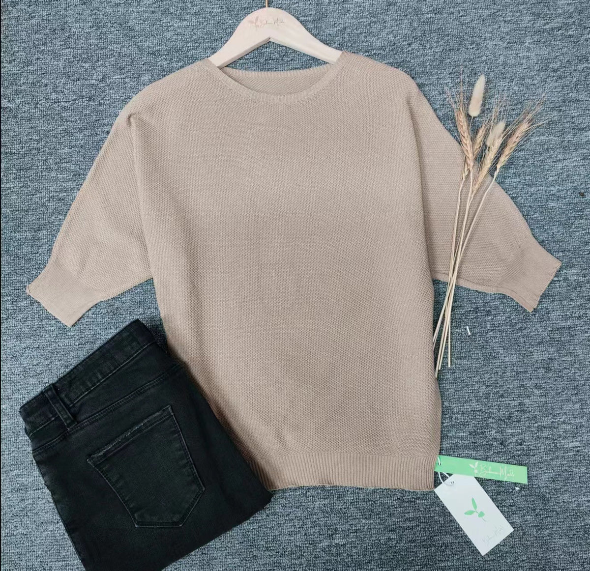 Damen Pullover Mit Rundhalsausschnitt Und Dreiviertelärmeln