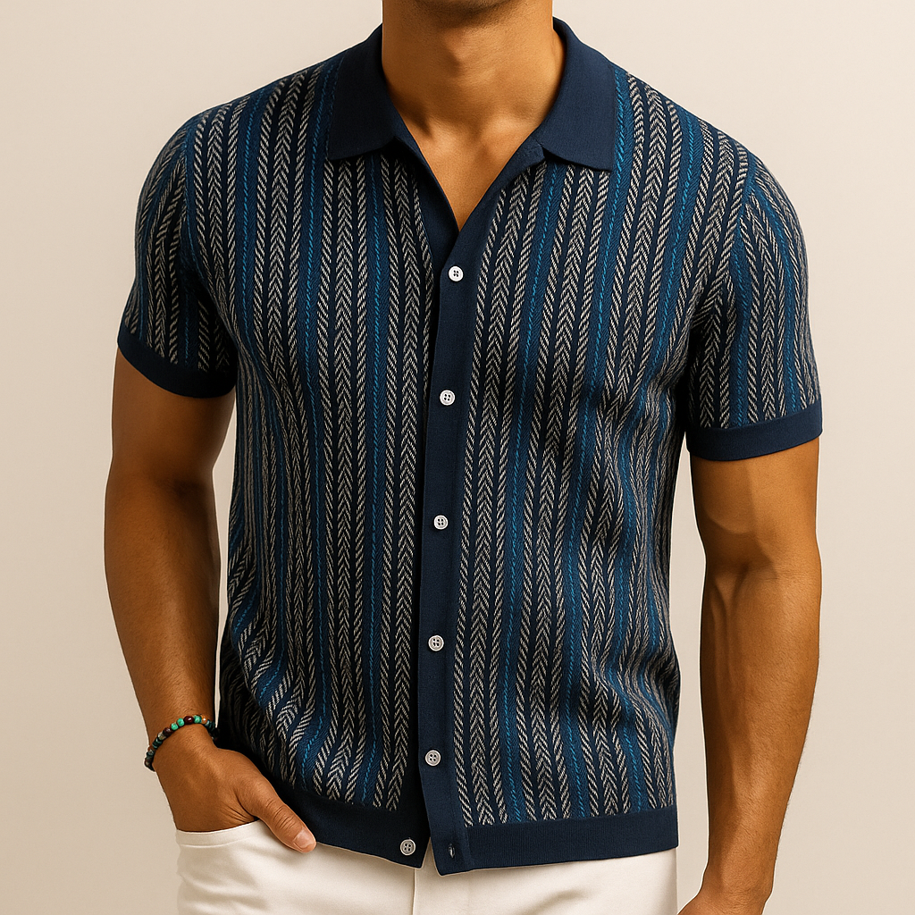 Alban Herringbone-Muster Hemd Aus Bio-Baumwolle