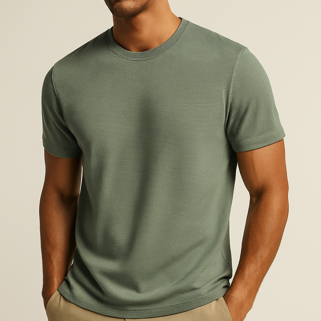 Leichtes Waffle-Knit T-Shirt Aus Baumwolle
