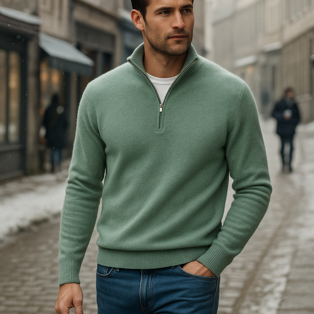 Basiques | Pull en cachemire zippé pour homme