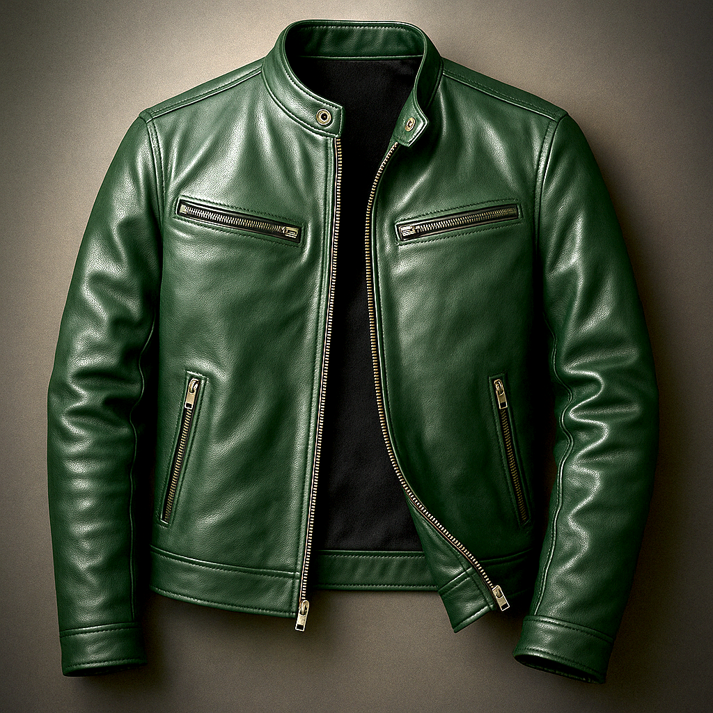 Herren Lederjacke im Vintage-Look mit Vier Taschen