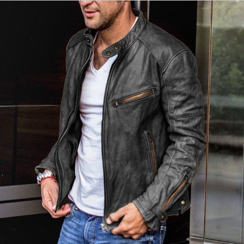 Herren Jacke In Lederoptik Mit Zeitlosem Schnitt