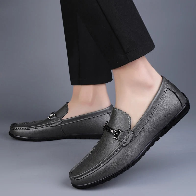 Pienza Echtleder-Loafer Mit Metallseil-Akzent
