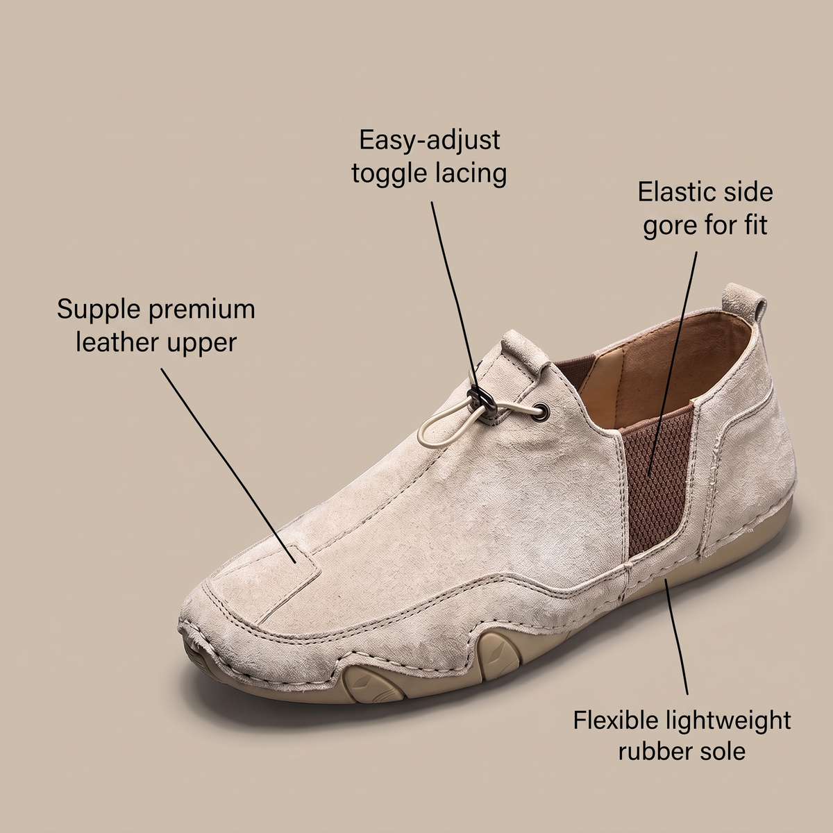 Herren Slipper aus Kunstleder mit elastischer Schnürung