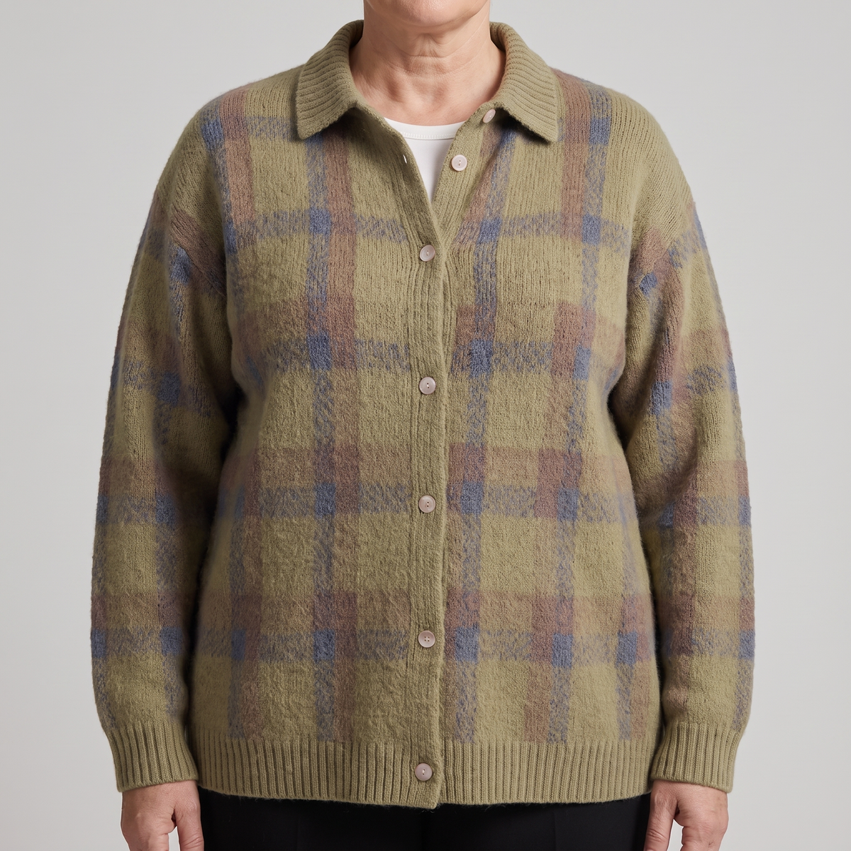 Strickpullover mit Retro Karomuster und weichem Strick