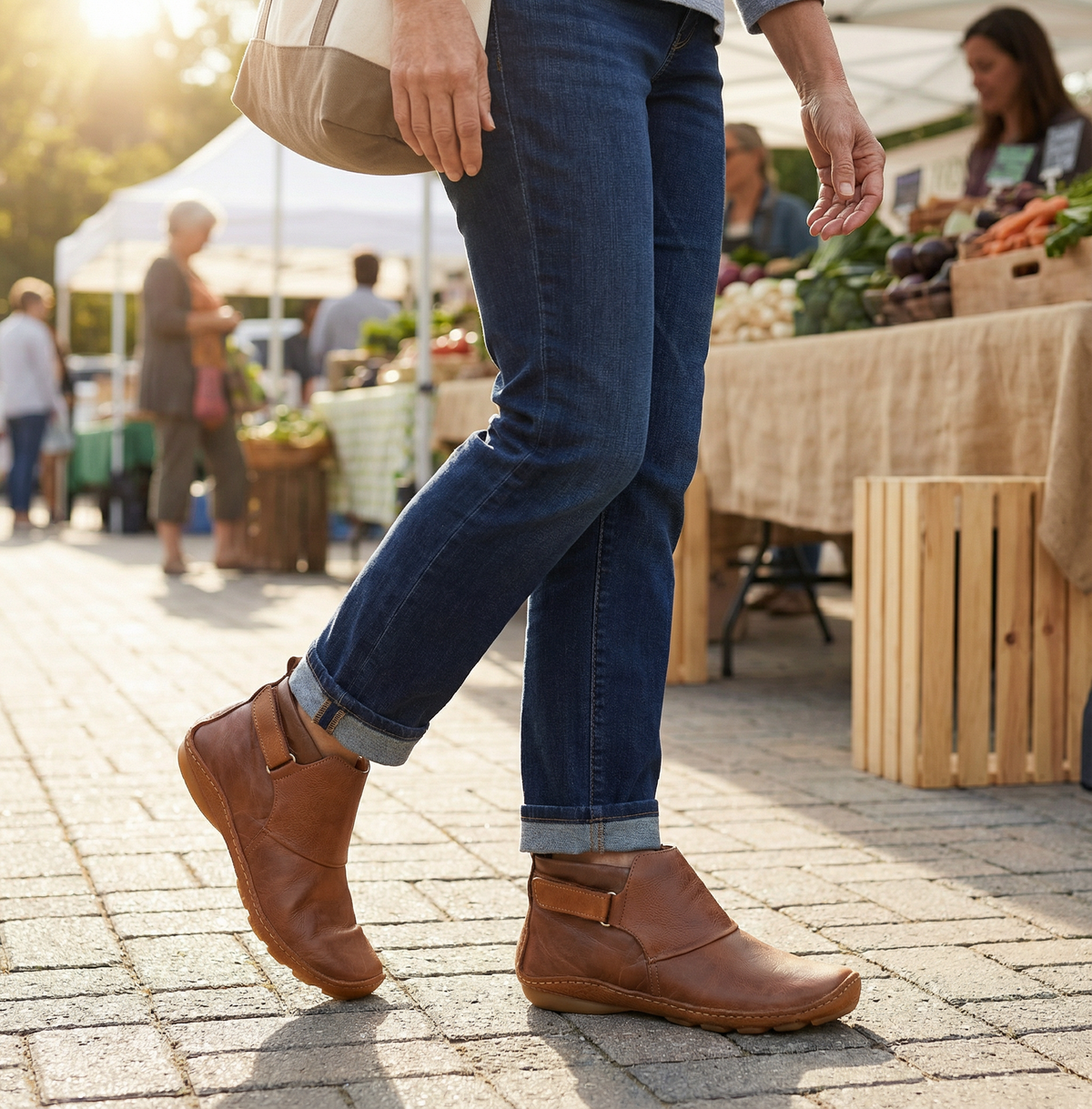 Weite Damen Stiefeletten mit Klettverschluss