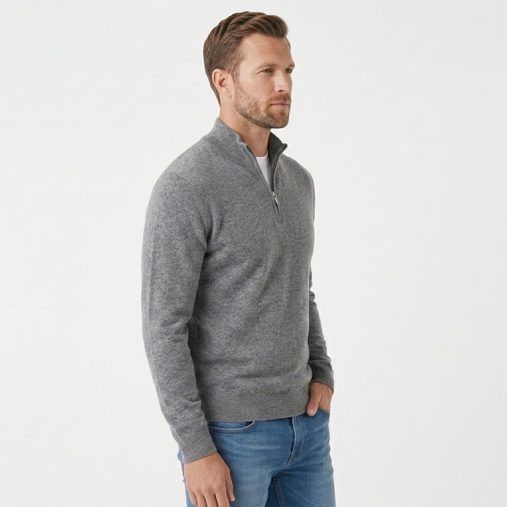 Herren Pullover mit V-Ausschnitt und Reissverschluss