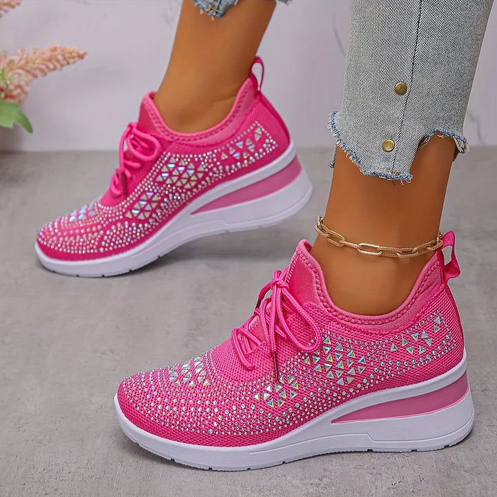 Atmungsaktive Orthopädische Damen Sneaker mit Strassdetails