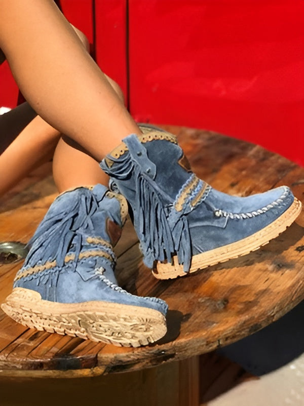 Western Stiefeletten Mit Fransen Im Boho Stil