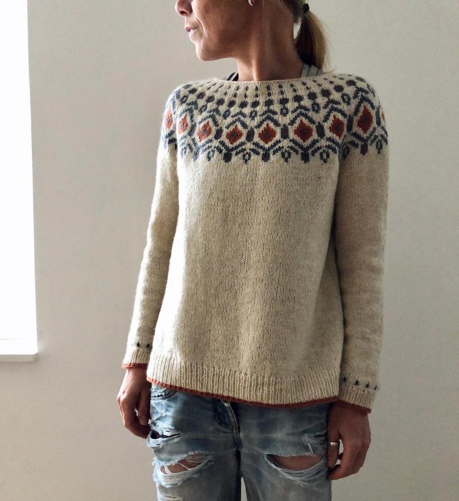 Damen Pullover Mit Gemustertem Kragen