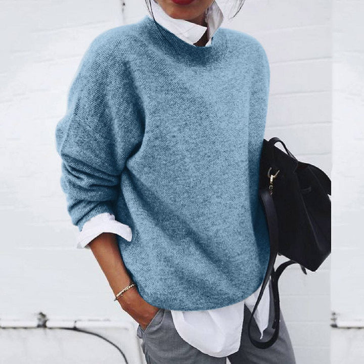Pull-over en maille fine pour femme avec encolure ronde