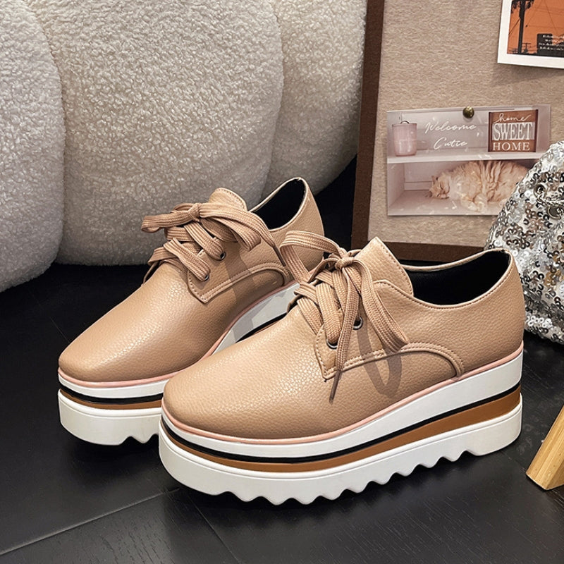 Damen Plateau Oxford Schuhe Zum Schnüren