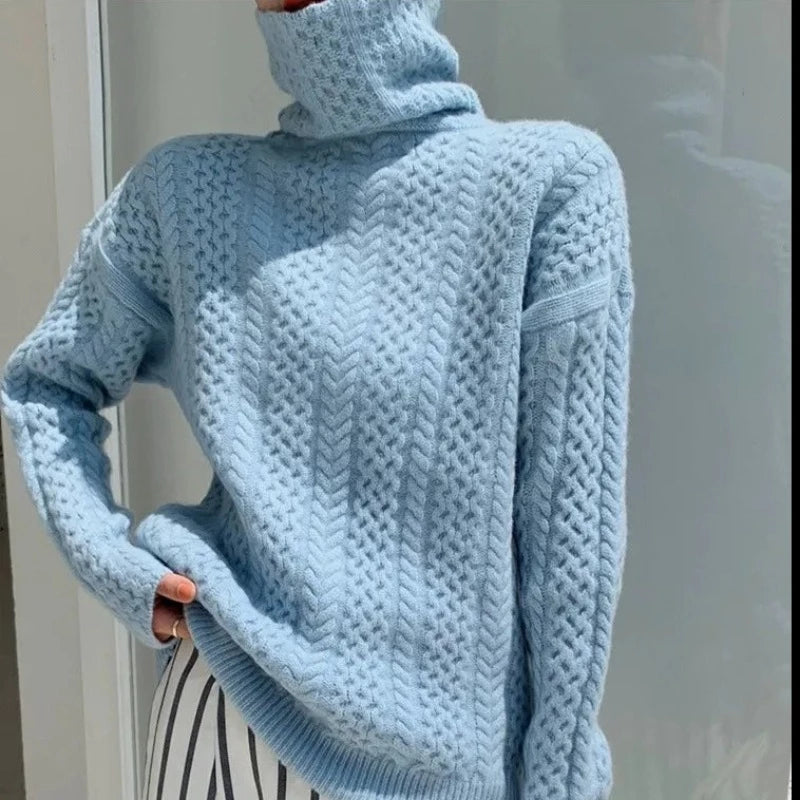 Karierter Damen Rollkragenpullover Tailliert