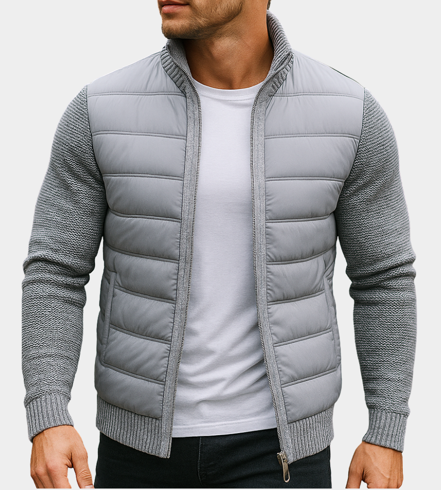 Herren Steppjacke mit Strickärmeln und Fleecefutter