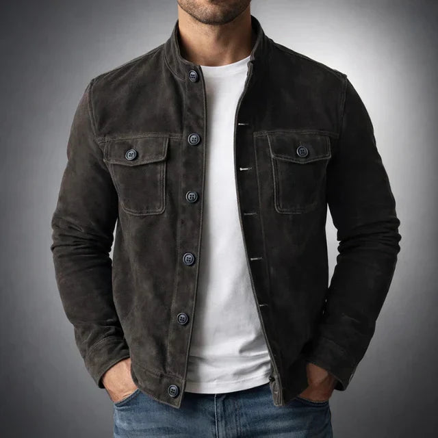 Herren Jacke In Wildlederoptik Mit Brusttaschen