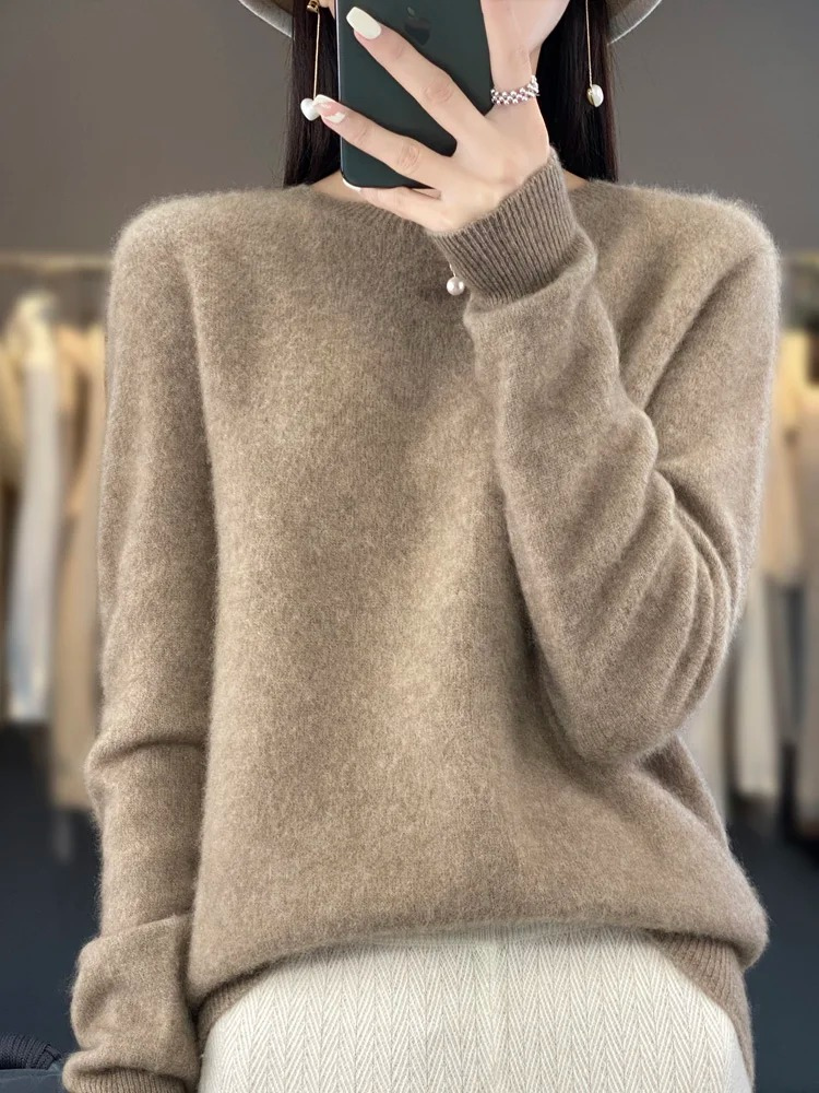 Damen Strickpullover Mit Rundhalsausschnitt