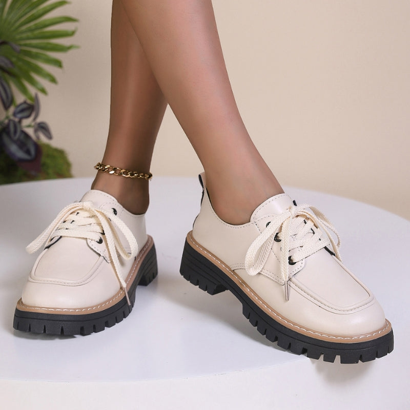 Damen Plateau Loafer in Lederoptik mit griffiger Sohle