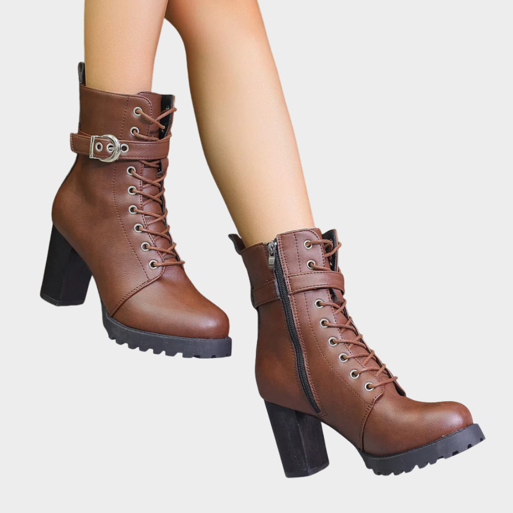Damen Stiefeletten Mit Ausgestelltem Absatz Und Polstersohle