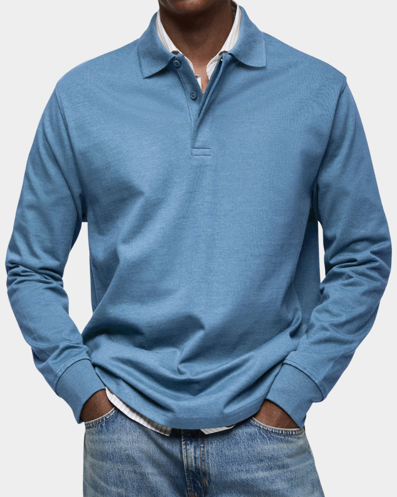Herren Langarm Poloshirt mit Klassischem Kragen