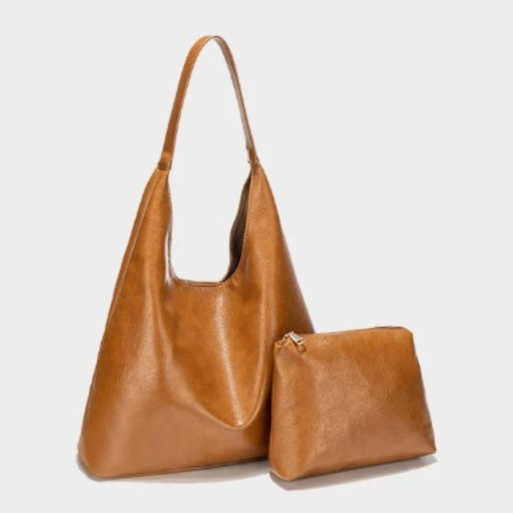 Halbrunde Umhängetasche aus Kunstleder im Vintage-Stil